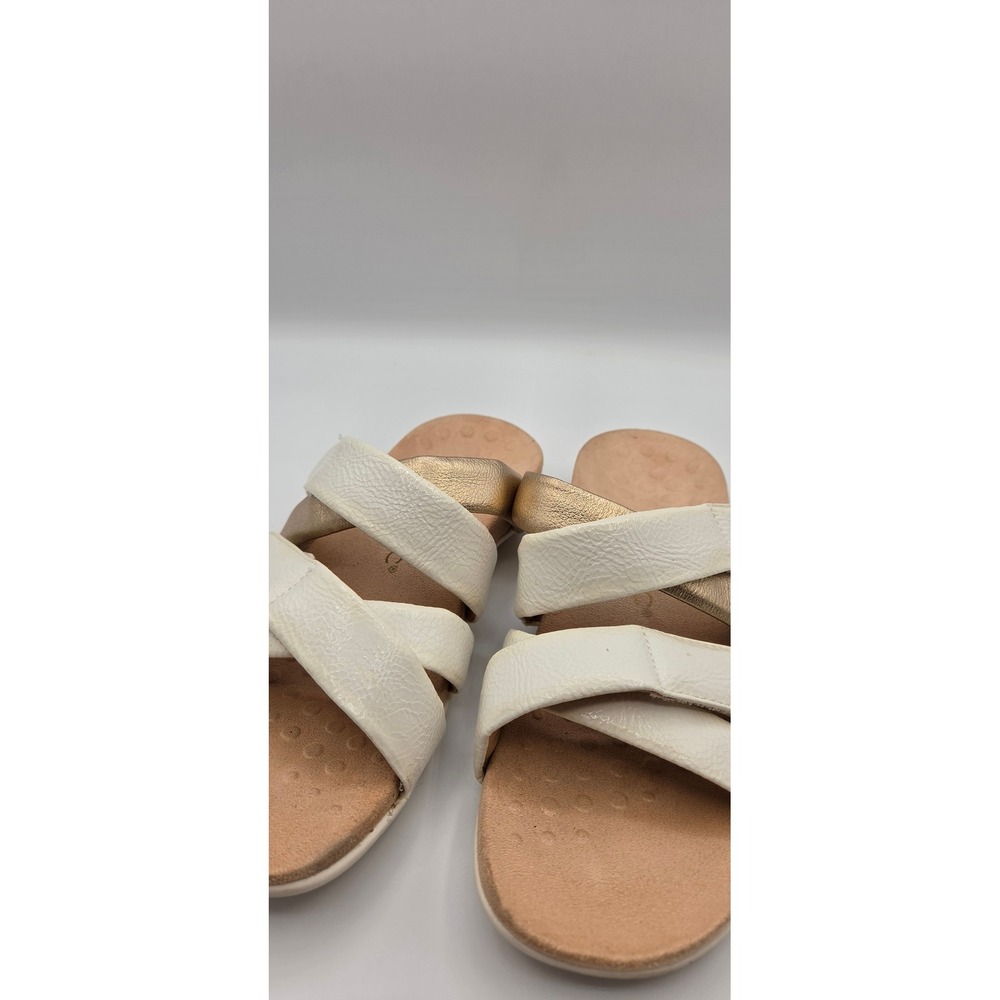 Vionic Hadlie Women's Sandals 8 White Gold Patent Leather Orthotic Slide Comfort - Picture 12 of 13